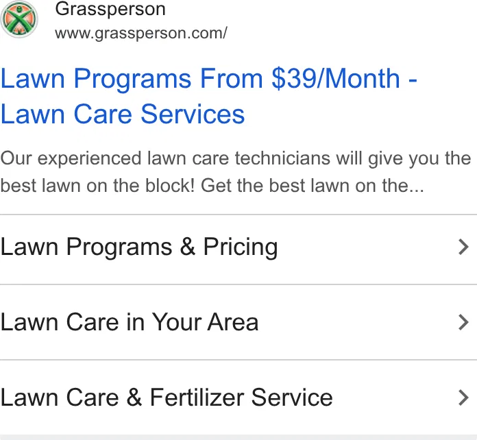 Grassperson Lawn Care & Landscape ad