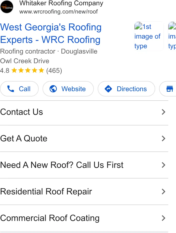 Whitaker Roofing Company ad
