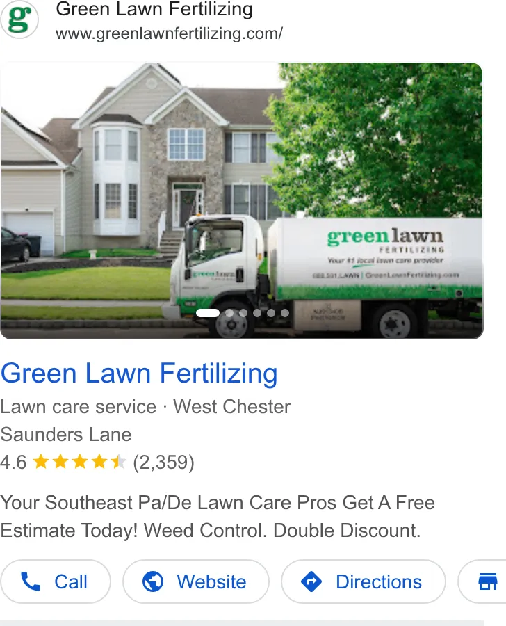 Green Lawn Fertilizing ad