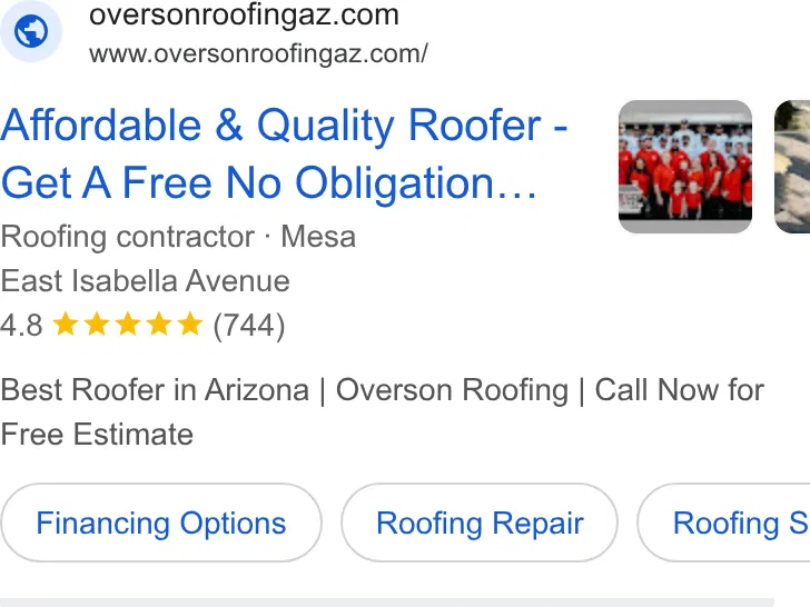 Overson Roofing ad