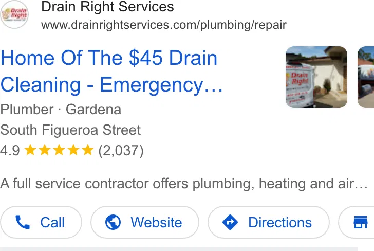 Drain Right Services ad