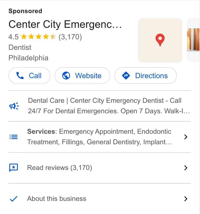 Center City Emergency Dentist ad