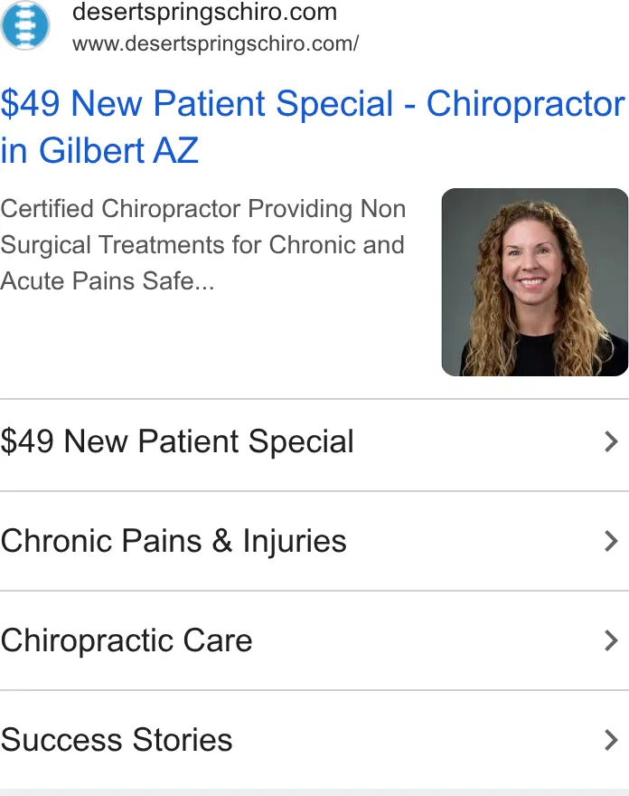 Desert Springs Chiropractic ad