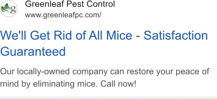 Greenleaf Pest Control ad