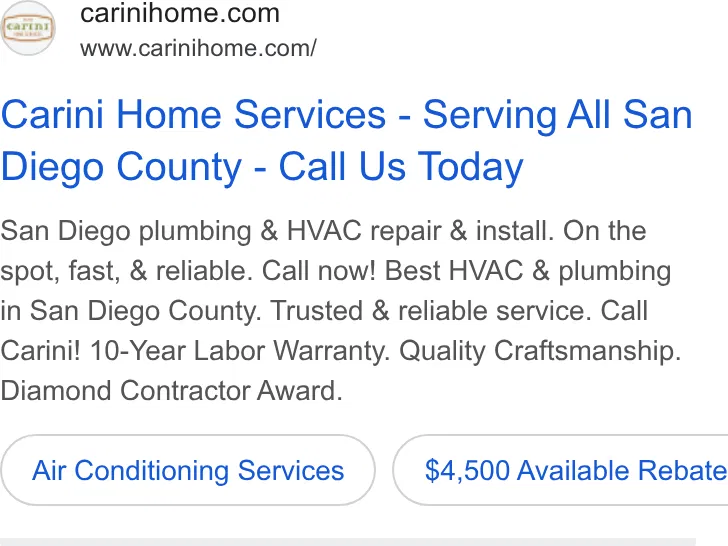 Carini Home Services ad
