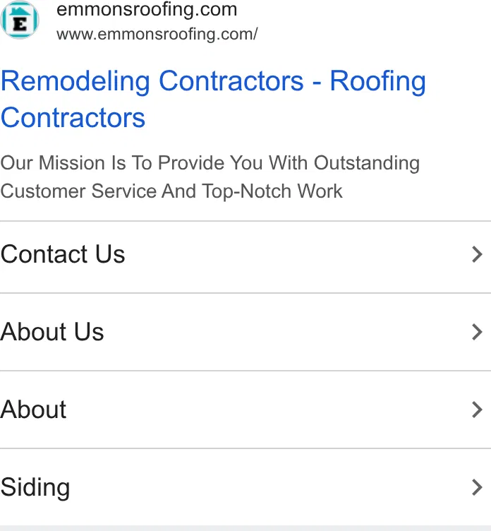 Emmons Roofing & Siding ad