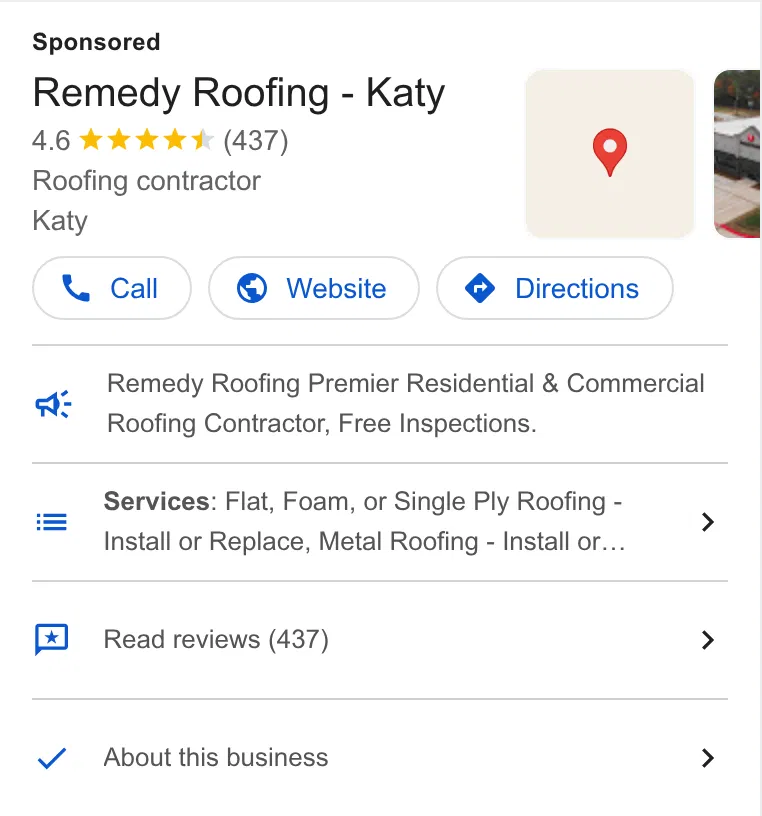 Remedy Roofing ad