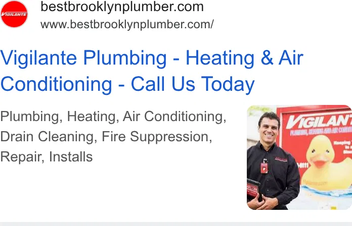 Vigilante Plumbing, Heating & Air Conditioning ad