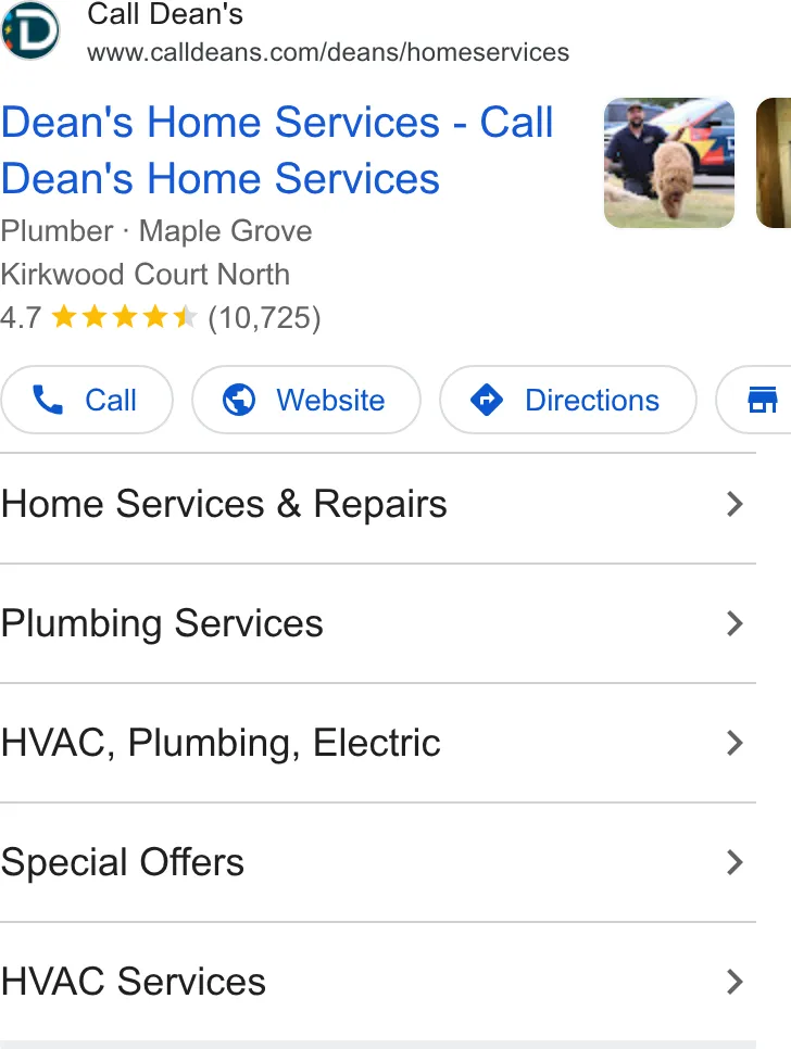 Dean's Home Services ad