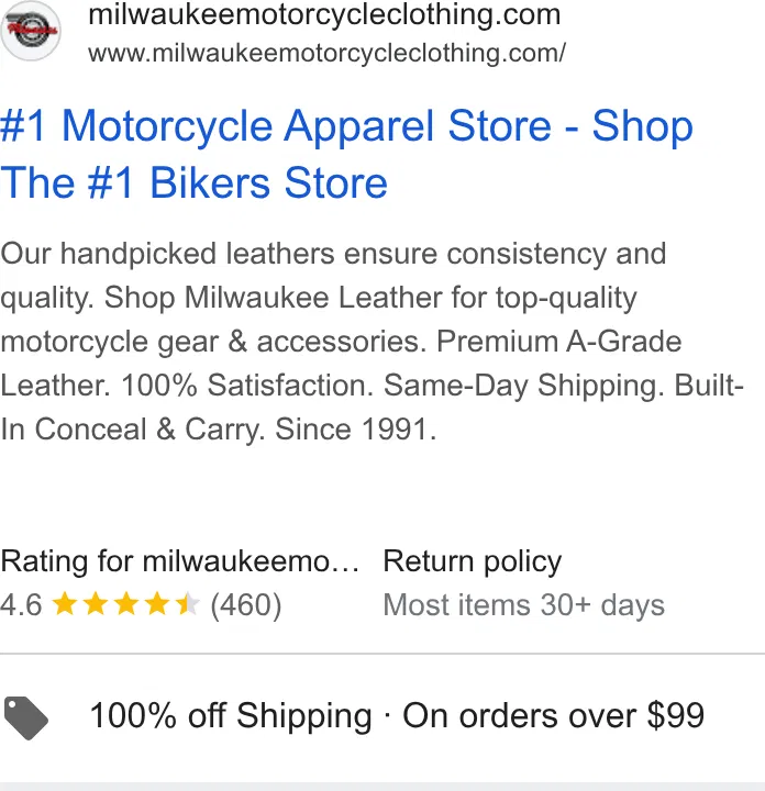 Milwaukee Motorcycle Clothing Co ad