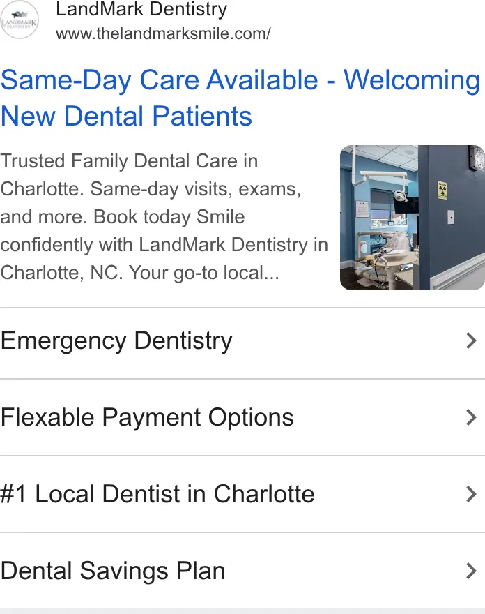 LandMark Dentistry Charlotte ad