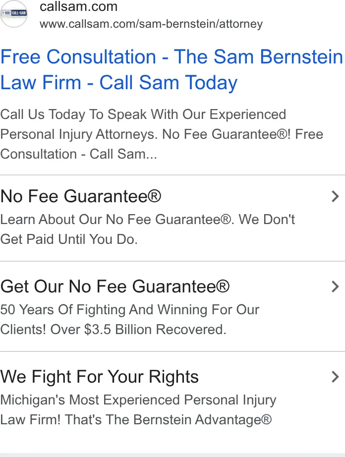 The Sam Bernstein Law Firm ad