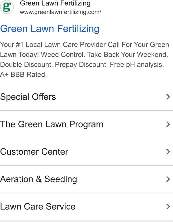 Green Lawn Fertilizing ad