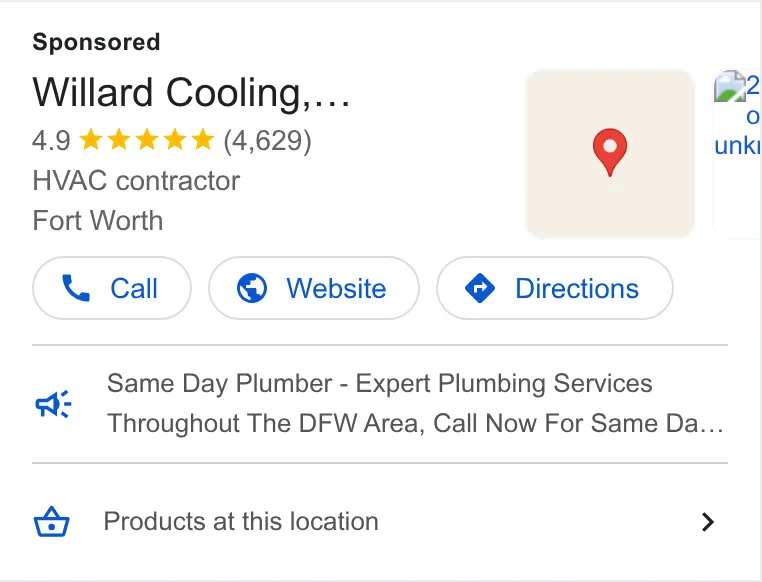 Willard Heating, Cooling, & Plumbing ad