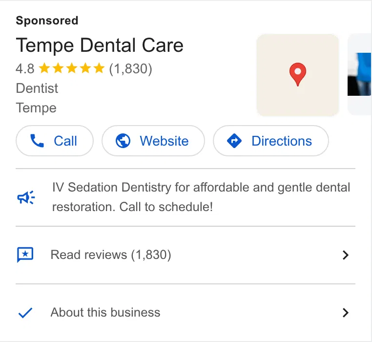 Tempe Dental Care ad