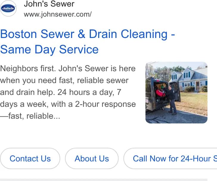 John's Sewer & Drain Cleaning ad