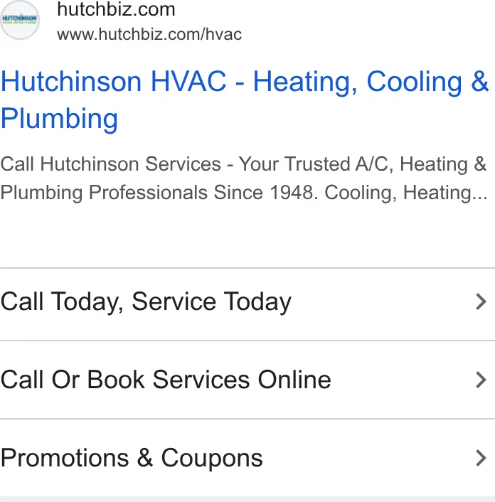 Hutchinson - Air Conditioning, Heating, Plumbing & Electrical ad