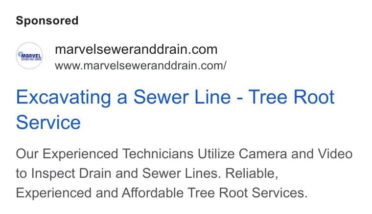 Marvel Sewer and Drain ad