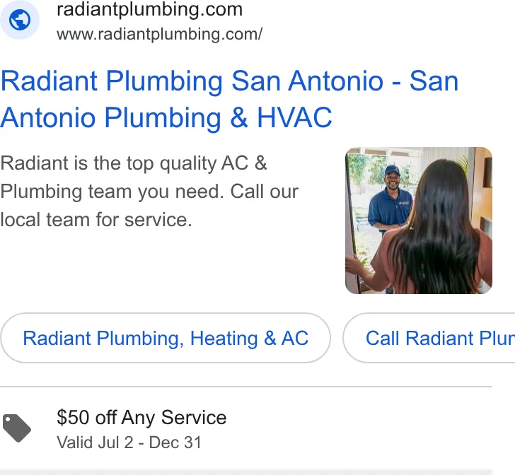 Radiant Plumbing, Air Conditioning, & Electrical ad