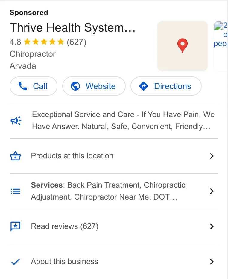Thrive Health Systems Chiropractors of Arvada ad
