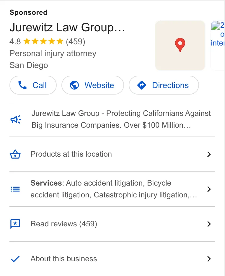 Jurewitz Law Group Injury & Accident Lawyers ad
