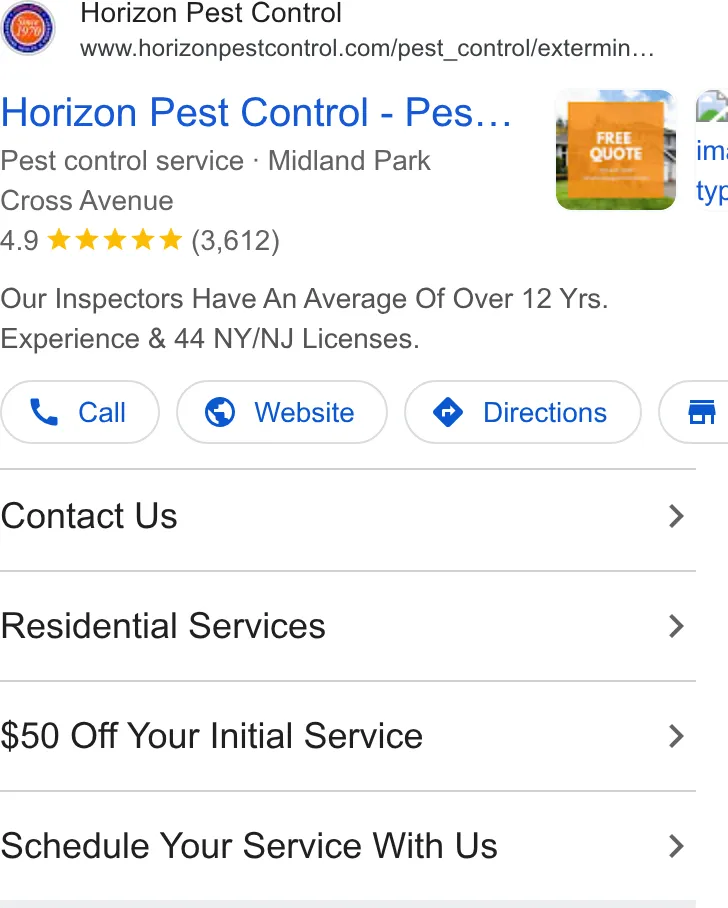 Horizon Pest Control ad