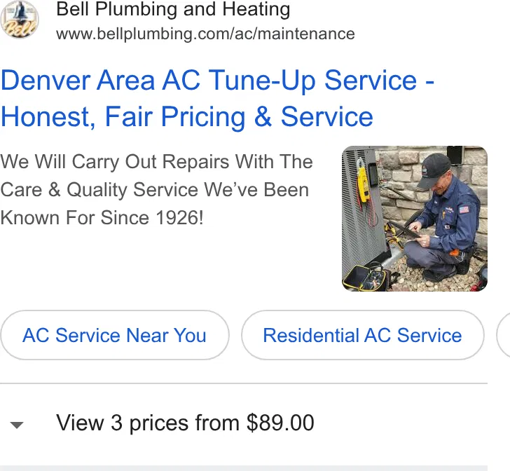Bell Plumbing, Heating, Cooling & Electrical ad