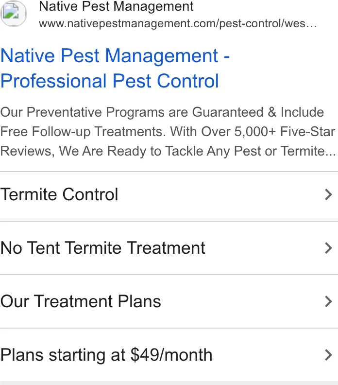 Native Pest Management ad