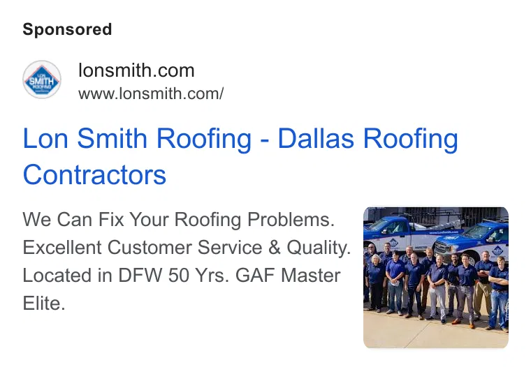 Lon Smith Roofing & Construction ad