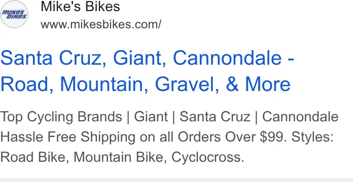 Mike's Bikes ad