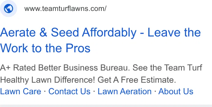 Team Turf ad