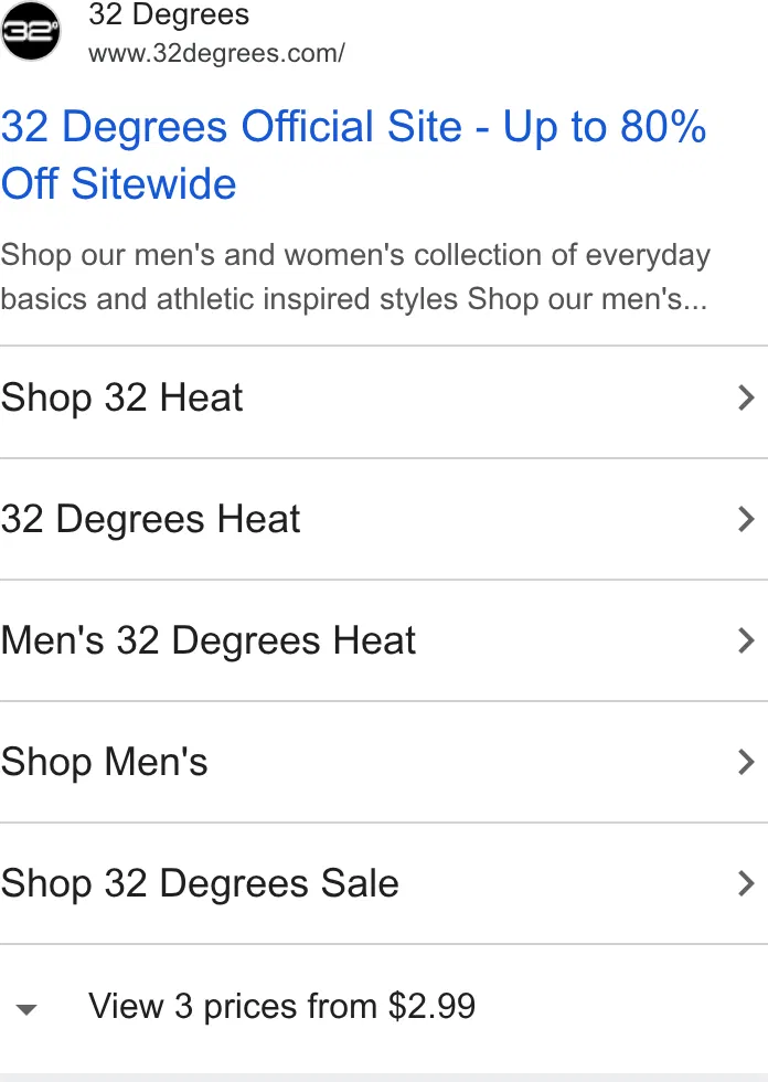 32 Degrees ad
